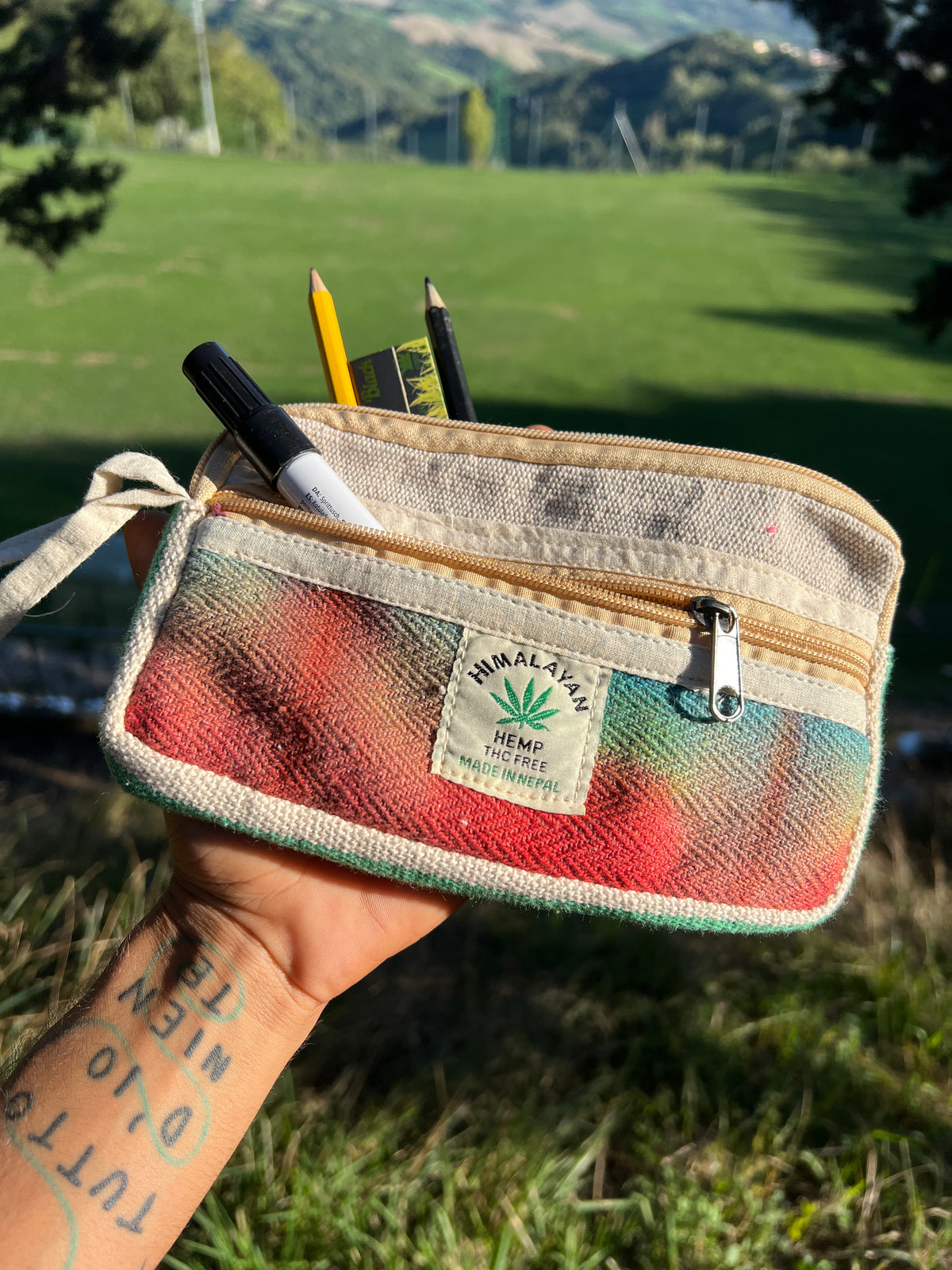 Astuccio beauty case in canapa con 2 zip